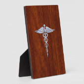 Chrome wie Caduceus Medical Symbol Mahogany Brown Fotoplatte (Seite)