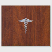 Chrome wie Caduceus Medical Symbol Mahogany Brown Geschenkpapier (Flach)