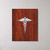 Chrome wie Caduceus Medical Symbol Mahogany Brown Leinwanddruck (Vorderseite)