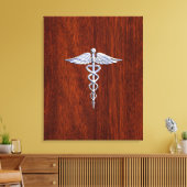 Chrome wie Caduceus Medical Symbol Mahogany Brown Leinwanddruck (Insitu (Wohnzimmer))