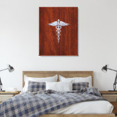 Chrome wie Caduceus Medical Symbol Mahogany Brown Leinwanddruck (Insitu (Schlafzimmer))
