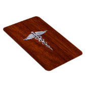 Chrome wie Caduceus Medical Symbol Mahogany Brown Magnet (Rechte Seite)