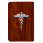 Chrome wie Caduceus Medical Symbol Mahogany Brown Magnet (Vertikal)