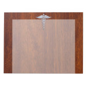 Chrome wie Caduceus Medical Symbol Mahogany Brown Notizblock (Vorderseite)