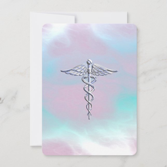 Chrome wie Caduceus Medical Symbol Mother Pearl (Vorderseite)