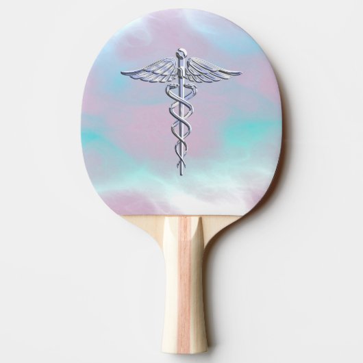 Chrome wie Caduceus Medical Symbol Mother Pearl D Tischtennis Schläger (Rückseite)