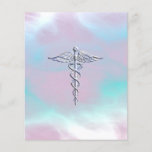 Chrome wie Caduceus Medical Symbol Mother Pearl Flyer<br><div class="desc">Die Symbolische Chrome Like Caduceus Medical Symbol Design hier auf einer Mutter von Pearl Nacre Look Hintergrund präsentiert. Die Schlangen von Caduceus sind so konzipiert, als ob sie aus Chrom bestehen. Gut für einen Abschluss-Anlass, für eine Berufserfahrung oder für ein Geschenk mit dem medizinischen Look, den Sie suchen. Hier finden...</div>