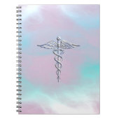 Chrome wie Caduceus Medical Symbol Mother Pearl Notizblock (Vorderseite)