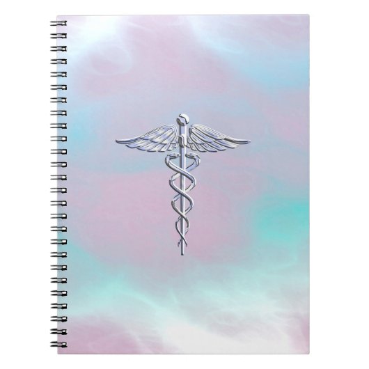 Chrome wie Caduceus Medical Symbol Mother Pearl Notizblock (Vorderseite)