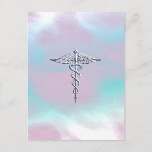 Chrome wie Caduceus Medical Symbol Mother Pearl Postkarte