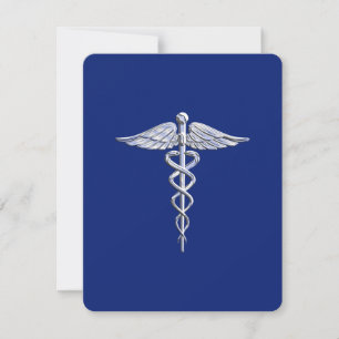 Chrome wie Caduceus Medical Symbol Navy Blue Deko