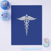 Chrome wie Caduceus Medical Symbol Navy Blue Deko Flyer (Einzeln)