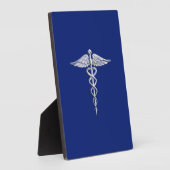 Chrome wie Caduceus Medical Symbol Navy Blue Deko Fotoplatte (Seite)