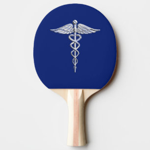 Chrome wie Caduceus Medical Symbol Navy Blue Deko Tischtennis Schläger