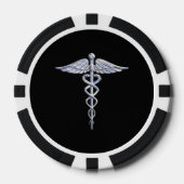 Chrome wie Caduceus Medical Symbol Pokerchips (Vorderseite)