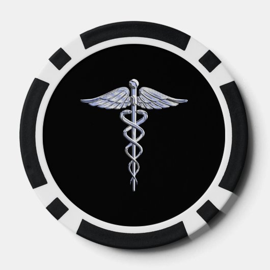 Chrome wie Caduceus Medical Symbol Pokerchips (Rückseite)