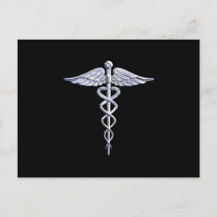 Chrome wie Caduceus Medical Symbol Postkarte