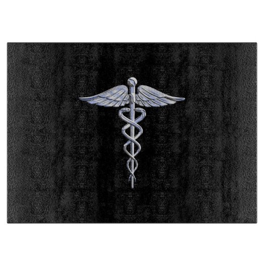 Chrome wie Caduceus Medical Symbol Schneidebrett (Vorderseite)