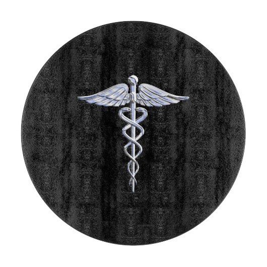 Chrome wie Caduceus Medical Symbol Schneidebrett (Vorderseite)