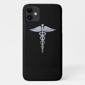 Chrome wie Caduceus Medical Symbol Schwarz Dekor Case-Mate iPhone Hülle (Rückseite)