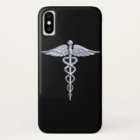 Chrome wie Caduceus Medical Symbol Schwarz Dekor Case-Mate iPhone Hülle (Rückseite)