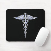 Chrome wie Caduceus Medical Symbol Schwarz Dekor Mousepad (Mit Mouse)
