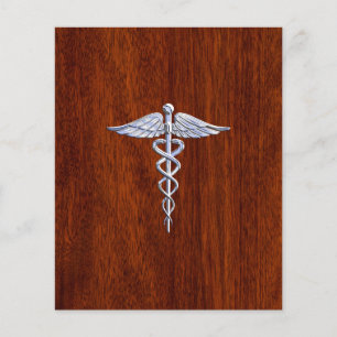 Chrome wie Caduceus Medizin Symbol Mahagoni Stil Flyer