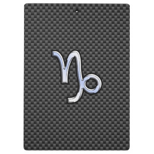 Chrome wie Capricorn-Schild mit schwarzem Kohlenst Klemmbrett