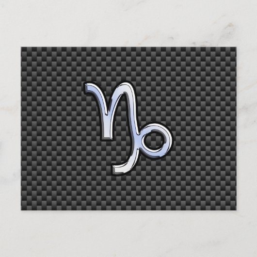 Chrome wie Capricorn-Schild mit schwarzem Kohlenst Postkarte (Vorderseite)