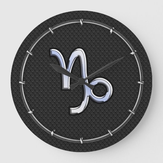 Chrome wie Capricorn Zodiac Symbol auf der Schlang Große Wanduhr (Vorderseite)