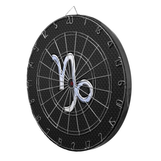 Chrome wie Capricorn Zodiac Symbol auf Schlangenha Dartscheibe (Vorderseite rechts)