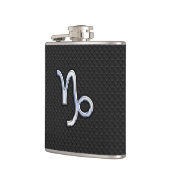 Chrome wie Capricorn Zodiac Symbol auf Schlangenha Flachmann (Links)