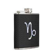 Chrome wie Capricorn Zodiac Symbol auf Schlangenha Flachmann (Rechts)