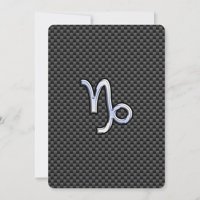 Chrome wie Capricorn Zodiac-Zeichen auf Kohlenstof (Vorderseite)