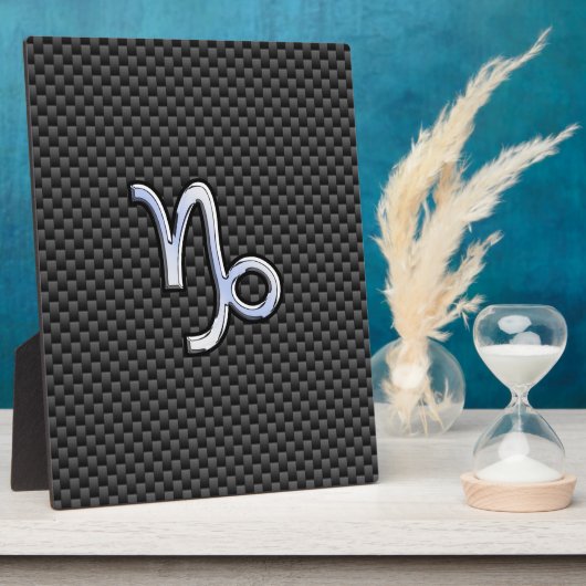 Chrome wie Capricorn Zodiac-Zeichen auf Kohlenstof Fotoplatte (Seite)