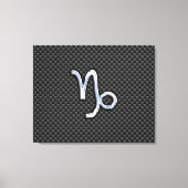Chrome wie Capricorn Zodiac-Zeichen auf Kohlenstof Leinwanddruck (Vorderseite)