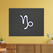 Chrome wie Capricorn Zodiac-Zeichen auf Kohlenstof Leinwanddruck (Insitu (Wohnzimmer))