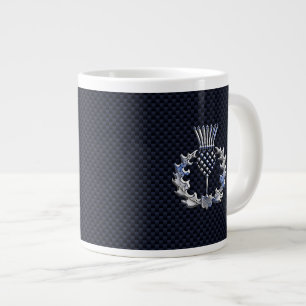 Chrome wie Carbon Fibre Print Scottish Thistle Jumbo-Tasse