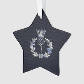 Chrome wie Carbon Fibre Print Scottish Thistle Ornament (Vorderseite)