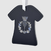 Chrome wie Carbon Fibre Print Scottish Thistle Ornament (Vorderseite)