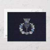Chrome wie Carbon Fibre Print Scottish Thistle Postkarte (Vorne/Hinten)