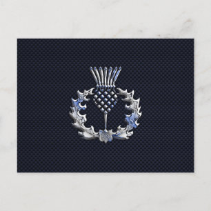 Chrome wie Carbon Fibre Print Scottish Thistle Postkarte