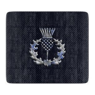 Chrome wie Carbon Fibre Print Scottish Thistle Schneidebrett