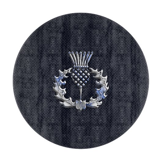 Chrome wie Carbon Fibre Print Scottish Thistle Schneidebrett (Vorderseite)