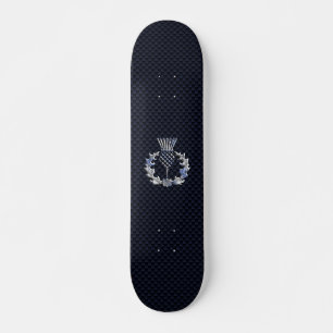 Chrome wie Carbon Fibre Print Scottish Thistle Skateboard
