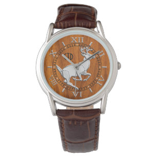 Chrome wie das Ausführen von Deer Fine Teak Print  Armbanduhr