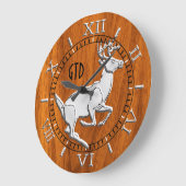 Chrome wie das Ausführen von Deer Fine Teak Print Große Wanduhr (Winkel)