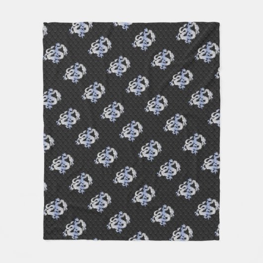 Chrome wie Dragon auf Black Snake Skin Print Fleecedecke (Vorderseite)