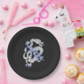 Chrome wie Dragon auf Black Snake Skin Print Pappteller (Party)