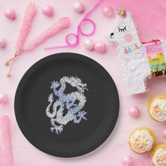 Chrome wie Dragon auf Black Snake Skin Print Pappteller (Party)